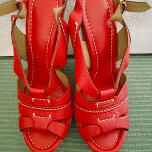 Chloe Wedge Sandals in Red